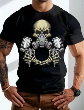 Auto Body Painter Skull Spray Gun T-Shirt 100% Cotton O-Neck Short Sleeve Summer Casual Mens T-shirt Streetwear - Aliexpress - FashionsVida