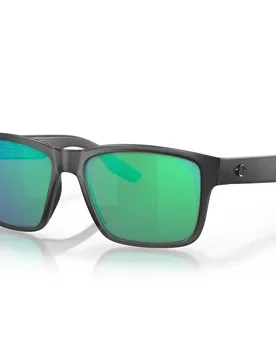 Paunch Mirrored Polarized Sunglasses Matte Smoke Crystal Green Mirror 580G/CAT2 Women - Costa - FashionsVida