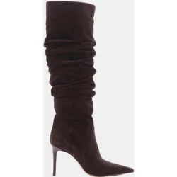 Botas altas arrugadas Dawn de mujer de ante con tacón de aguja