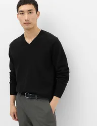 Pure Lambswool V-Neck Jumper Black male