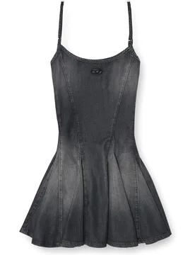 Vestido corto denim con pliegues cosidos - Diesel - FashionsVida