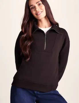 Women's 'Paloma' Supersoft Zip Neck Sweatshirt in Chocolate Size: 12 - Chocolate - Size: 12 - TOG24 - FashionsVida