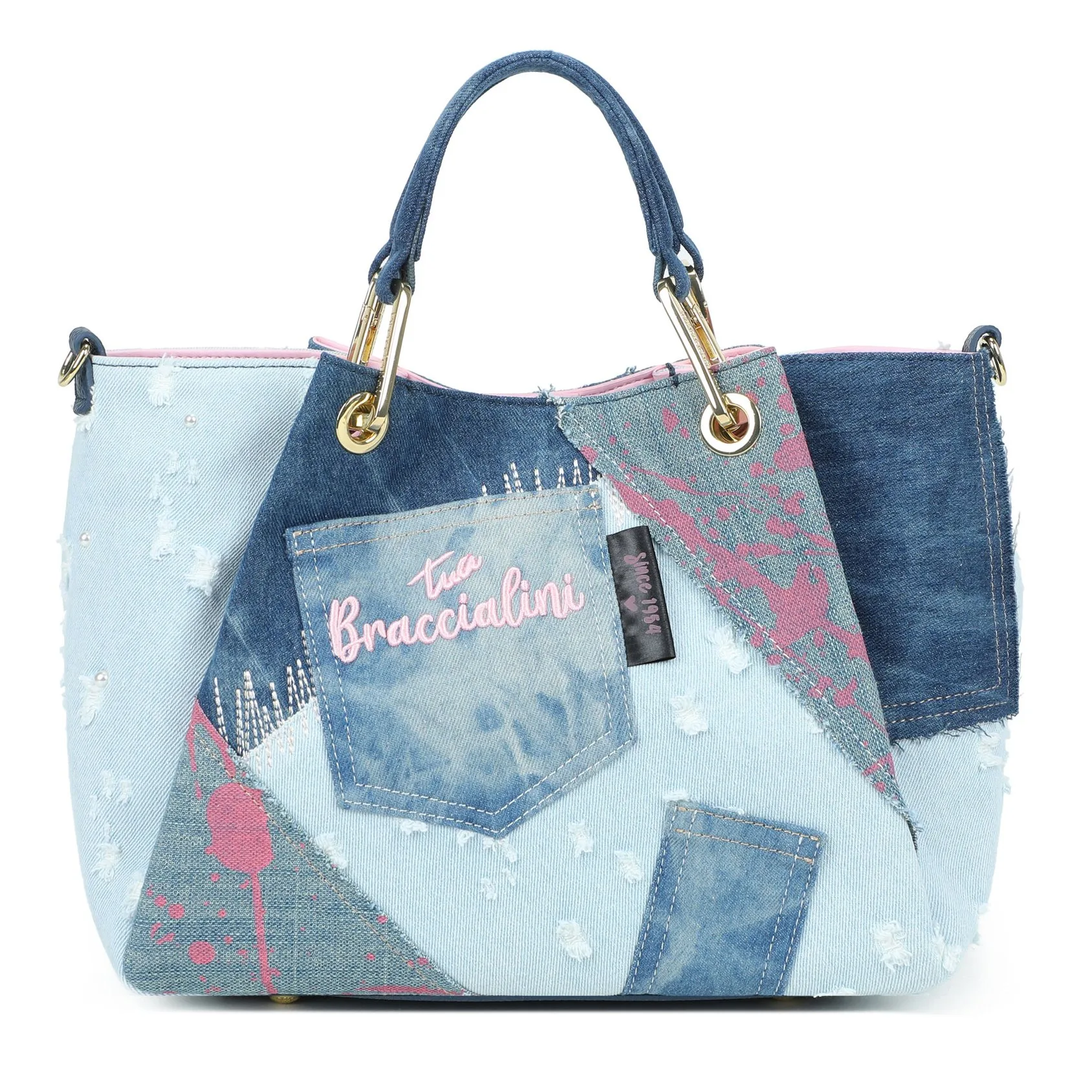 Amy Jeans Borsa a mano e tracolla B18821 Blu - Braccialini - FashionsVida