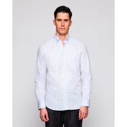 Camisa de hombre casual manga larga cuadros