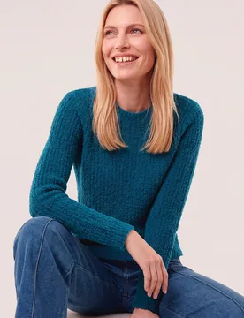 Baumwollmix Pullover in Plüschgarn, normale Größen, Farbe Grün, 52, plüschiges, weiches Effektgarn weich, leicht & anschmiegsam Damen - Walbusch - FashionsVida