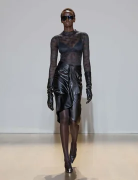 Faux Leather Belted Midi Wrap Skirt Black female - M&S - FashionsVida