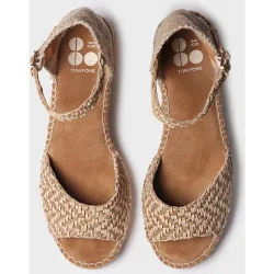 Sandalias de tacón de mujer de piel con hebilla