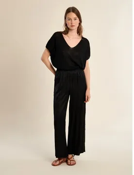 Pantalón ancho de mujer largo detalle pliegues - Molly Bracken - FashionsVida