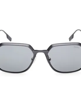 Gafa de sol de hombre geométrica en aluminio con lente polarizada - Zegna - FashionsVida