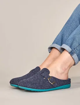 Women's 'Reese' Felt Mule Slippers in Indigo Size: 6 - Indigo - Size: 6 - Moshulu - FashionsVida