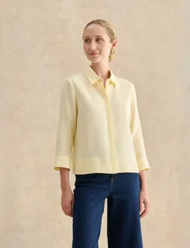 Pure Linen Collared Blouse Yellow female - Hobbs - FashionsVida