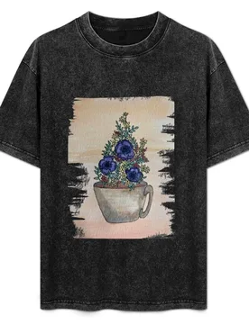 Coffee Mug Florals T-Shirt Casual Loose Fit Short Sleeve T-Shirt - Aliexpress - FashionsVida