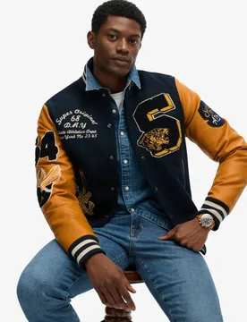 Superdry Herren Vintage Patched Varsity Jacke Navy - Größe: M - 179.99 - FashionsVida