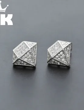 Hip Hop Full Iced Out CZ Simulated Diamonds Shaped Earring Silver Gold Color Irregular Stud Earring High Quality Women Accessory - Aliexpress - FashionsVida