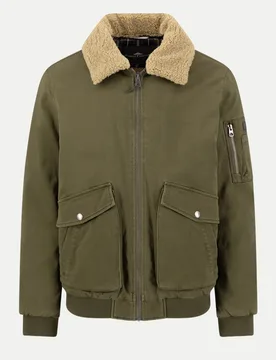 Jacke mit Teddykragen Grün M - Fynch-Hatton - FashionsVida