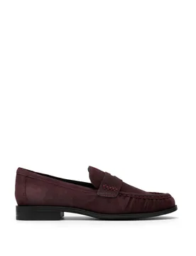 Suede Block Heel Loafers Burgundy female - Clarks - FashionsVida