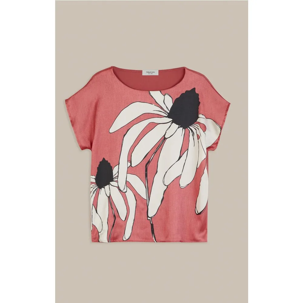 Camiseta de mujer satinada con estampado floral - Trucco - FashionsVida