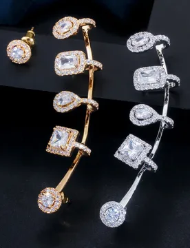 ThreeGraces Asymmetric Stud Earrings for Women Shiny Geometric Cubic Zirconia Silver Color Fashion Party Costume Jewelry ER447 - Aliexpress - FashionsVida