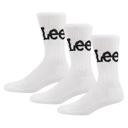 Mens 3 Pack Crorbett Lettering Crew Socks In White - Size Uk 6-8
