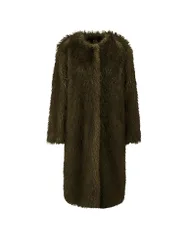 Mantel in Felloptik olive 34 Damen