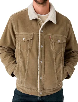 Relaxed fit sherpa trkr chaquetas hombre Beige - Levis - FashionsVida