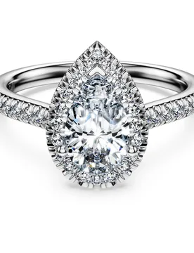 Anello solitario halo Eternity, Diamanti creati in laboratorio 1,3 ct tw, Forma Pear, Oro bianco 18 K 52 - Swarovski - FashionsVida
