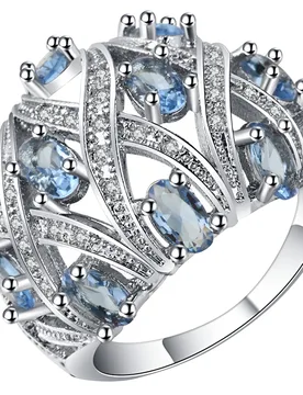 Anillo de Boda con Cristal Azul Natural, Romántico y Elegante en Plata - Perfecto para Compromisos, Bodas y Regalos de Lujo - Aliexpress - FashionsVida