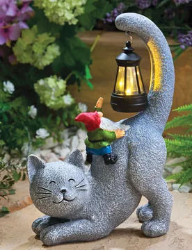 Dekofigur Solar Katze mit Zwerg - Gainsborough - FashionsVida