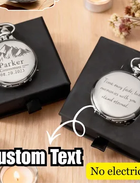 Pieza Reloj de bolsillo vintage personalizado grabado con cadena, viene en caja de regalo, nombre fecha texto personalizable, regalo para padrino de b - Shein - FashionsVida