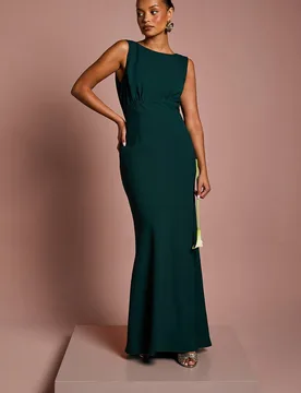Women's Honoured Petite Sleeveless Cowl Back Maxi Bridesmaid Dress in Emerald Size: 12 - Emerald - Size: 12 - Coast - FashionsVida