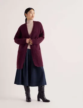 Textured Longline Cardigan with Wool & Mohair Purple female - Seasalt cornwall - FashionsVida
