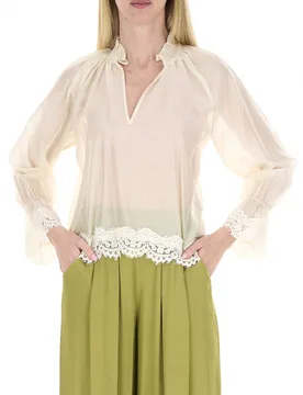 Dixie Blusa con pizzo BURRO S - Dixie - FashionsVida