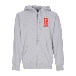 Felpa Cappuccio Zip Uomo Hydrant Zip Hoodie Grey/red