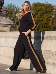 Side Stripe Slim Fit Trousers Black Mix female