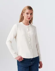 Crepe Button Front Blouse Ivory female