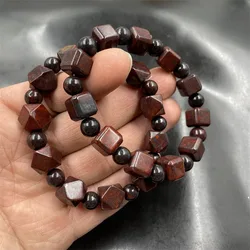 Natural and authentic Xinjiang red Yiding chicken blood stone small square , sugar cube bracelet
