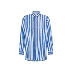 Camicia Over Righe Bianco/avio S34211