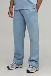 Mens Straight Fit Heavyweight Embroidered Jogger - Blue Cotton - Size X-Small