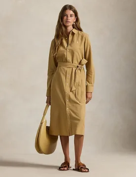 Vestido camisero de algodón y lino - Polo Ralph Lauren - FashionsVida