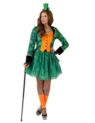Frack mit Kleeblatt Saint Patrick Damen grün-orange - female