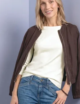 Arm Shirt mit U-Boot-Ausschnitt female Weiß - Street One - FashionsVida