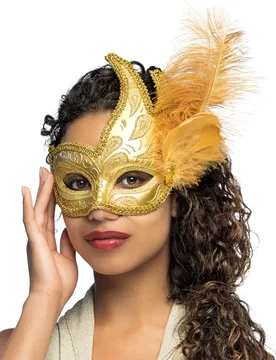 Augenmaske Gold Federn für Erwachsene - BOLAND BV - FashionsVida