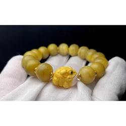 Weathered old yak bone Tibetan-style single-loop bead necklace horn bracelet Buddhist prayer beads and a