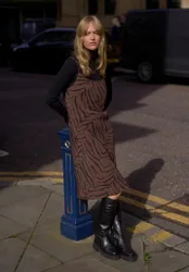 Roxy Sphagetti Strap Tiger Midi Dress In Brown - 8