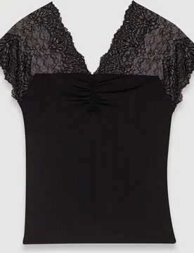 Top de mujer de punto con encajes incrustados - Maje - FashionsVida