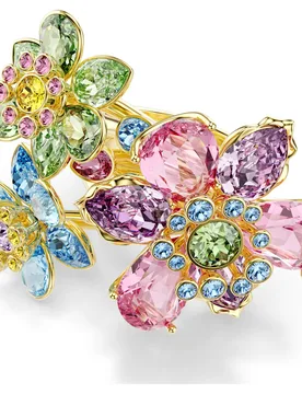 Anello Idyllia, Taglio misto, Fiore, Multicolore, Finitura oro 18K 52 - Swarovski - FashionsVida
