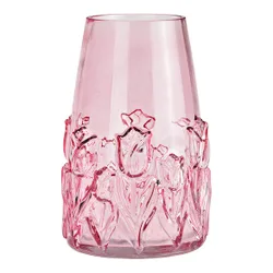 Vase mit Blumendekor pink/rosa 22 cm Höhe