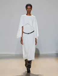 Satin Cape Detail Maxi Dress Ivory female