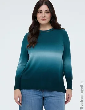 Jersey de mujer cuello redondo con degradado mangas largas - Fiorella Rubino - FashionsVida