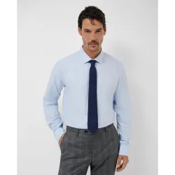 Camisa de vestir de hombre slim fit microfantasía pata de gallo
